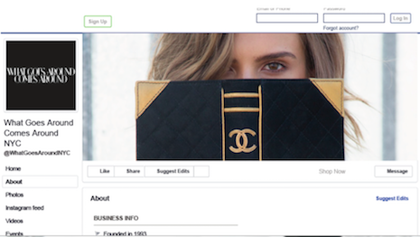 That's right, Chanel again: What Goes Around Comes Around Facebook post. Image credit: What Goes Around Comes Around Facebook